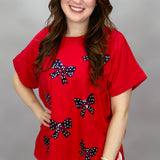 Red Americana Sparkle Top, One Size