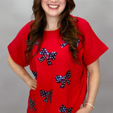 Red Americana Sparkle Top, One Size