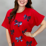 Red Americana Sparkle Top, One Size