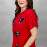 Red Americana Sparkle Top, One Size