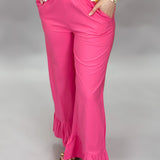 Ruffle Bottom Pull On Cropped Pants