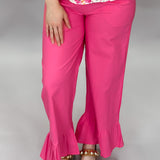 Ruffle Bottom Pull On Cropped Pants