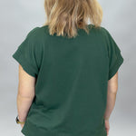 Entro Simple Romance sleeveless V-neck green pleated top, back view