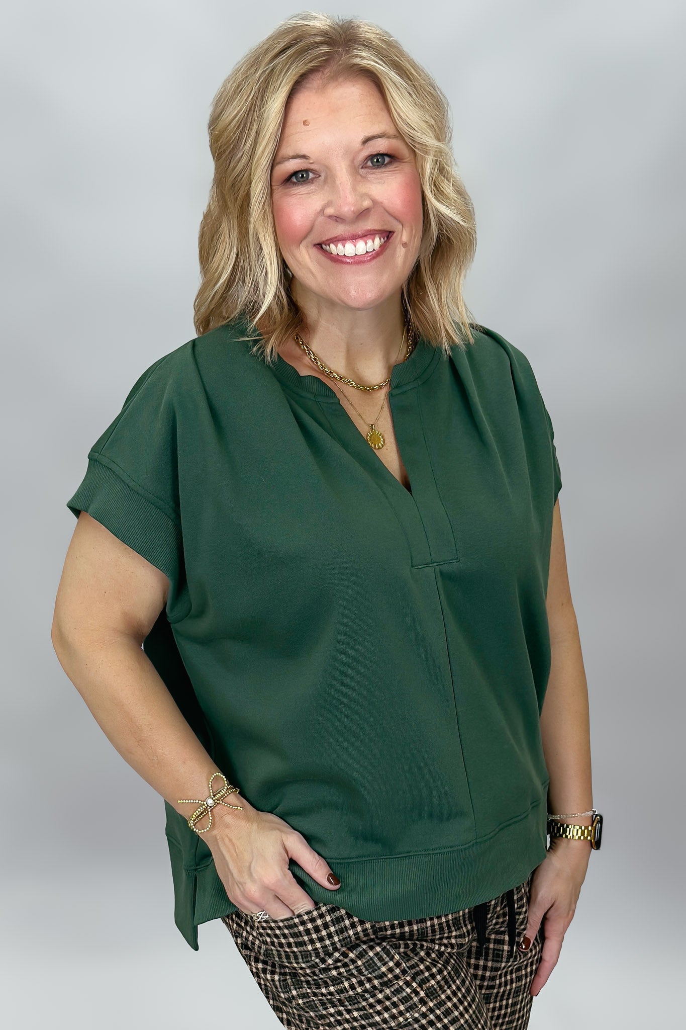 Entro Simple Romance top, pleated shoulder detail