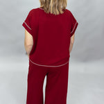 Sewn and Seen Slow Night, So Long maroon scuba lounge set, back view
