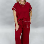Sewn and Seen Slow Night, So Long maroon scuba lounge set, alternate view