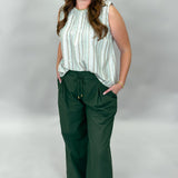 Somebody To Love Wide Leg Drawstring Pants, Green