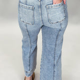 Somehow You Do High Rise Crop Straight Ankle Pocket Jeans, Light