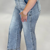 Somehow You Do High Rise Crop Straight Ankle Pocket Jeans, Light