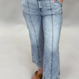 Somehow You Do High Rise Crop Straight Ankle Pocket Jeans, Light
