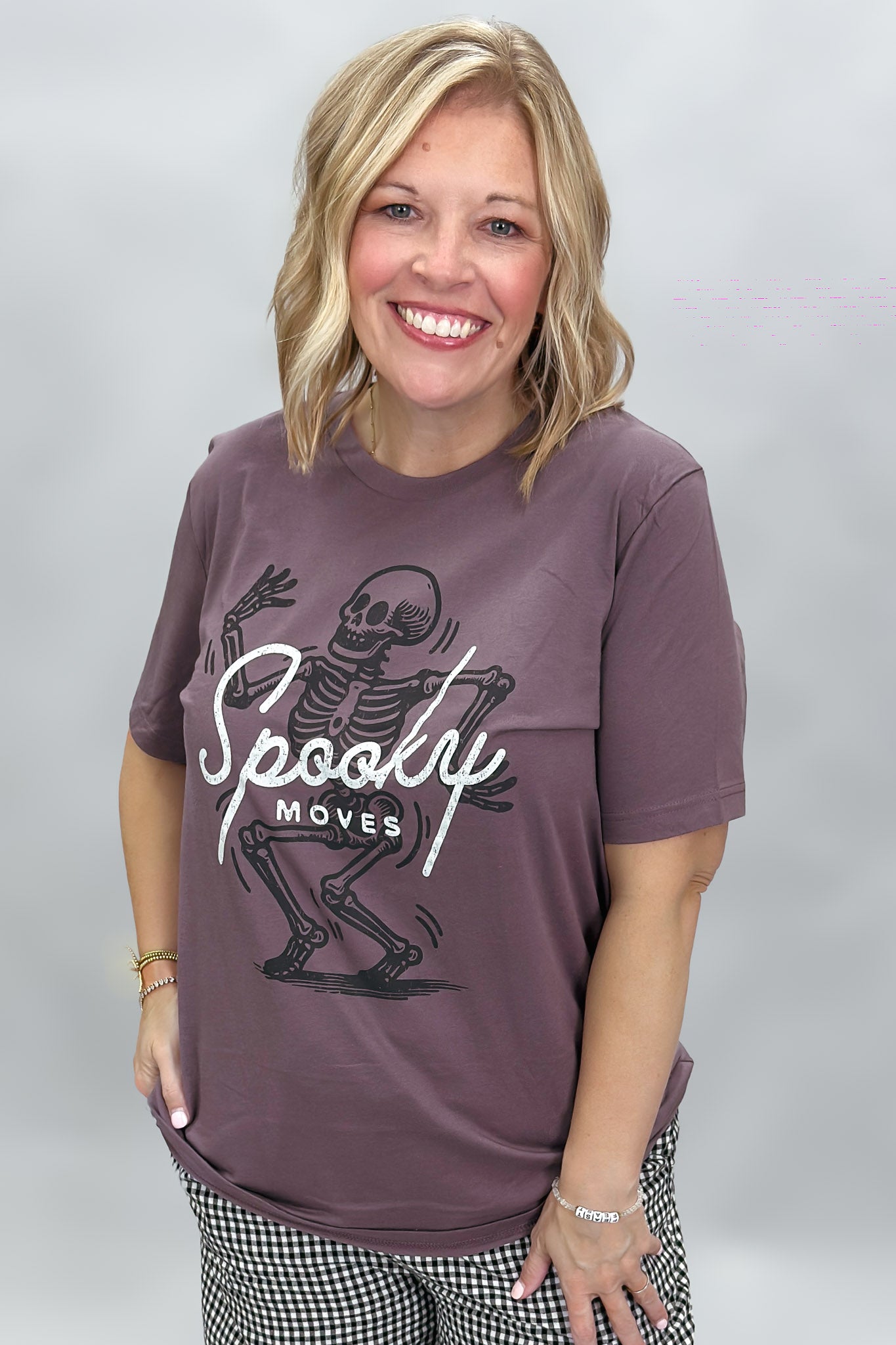 Spooky Moves graphic t-shirt, styled view