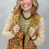 Ivy Jane Gingham Floral Quilted Vest, Gold