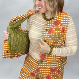 Ivy Jane Gingham Floral Quilted Vest, Gold