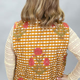 Ivy Jane Gingham Floral Quilted Vest, Gold