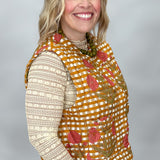 Ivy Jane Gingham Floral Quilted Vest, Gold