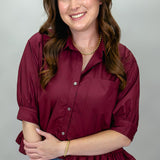 Strawberry Blues Collared Merlot Button Up Top