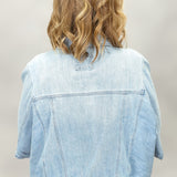 Street Of Dreams Button Up Crop Denim Shirt, Light