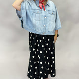 Street Of Dreams Button Up Crop Denim Shirt, Light