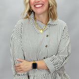 Such Great Heights Ruffle Hem Button Down Top, Black