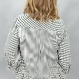 Such Great Heights Ruffle Hem Button Down Top, Black