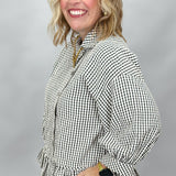Such Great Heights Ruffle Hem Button Down Top, Black