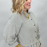 Such Great Heights Ruffle Hem Button Down Top, Black