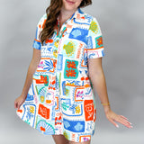 Sugar Sugar Patch Collared Midi Dress, Multi