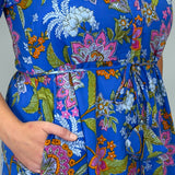 Sugar Sweet Floral Button Down Short-Sleeve Dress, Blue