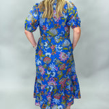 Sugar Sweet Floral Button Down Short-Sleeve Dress, Blue