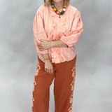 Ivy Jane Eyelet Button Down Blouse, Peach