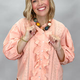 Ivy Jane Eyelet Button Down Blouse, Peach