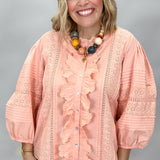 Ivy Jane Eyelet Button Down Blouse, Peach