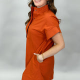 Summer Lightning Button Down Short Sleeve Dress, Orange