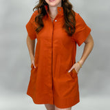 Summer Lightning Button Down Short Sleeve Dress, Orange