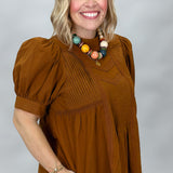 Sunday Mornin' Comin' Down Paneled Puff Sleeve Top, Gold