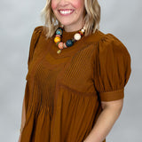 Sunday Mornin' Comin' Down Paneled Puff Sleeve Top, Gold