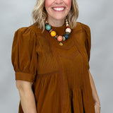Sunday Mornin' Comin' Down Paneled Puff Sleeve Top, Gold