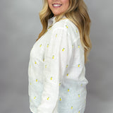 Take Me As I Am Linen Lemon Pullover Top, White