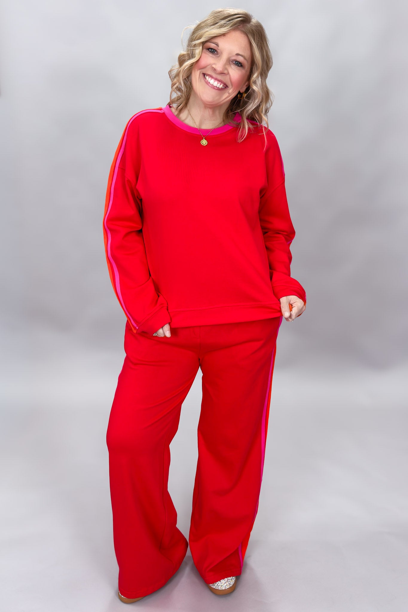 That Girl Long Sleeve Loungewear Set, Red