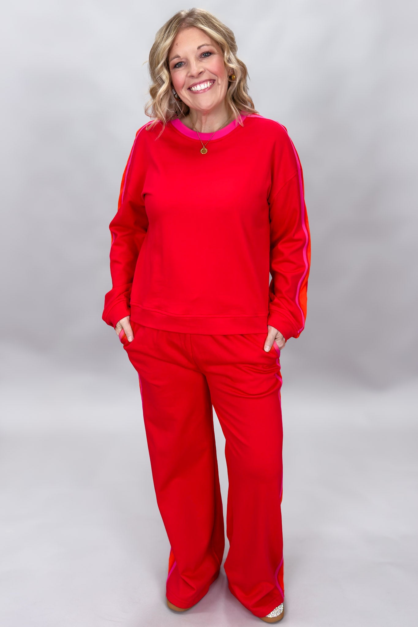 That Girl Long Sleeve Loungewear Set, Red
