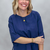 The Little Things Boxy Half Sleeve Top, Navy