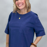 The Little Things Boxy Half Sleeve Top, Navy