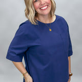 The Little Things Boxy Half Sleeve Top, Navy