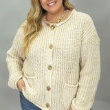 This is the Life Soft Chunky Yarn Button Cardigan, Cream
