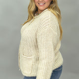 This is the Life Soft Chunky Yarn Button Cardigan, Cream