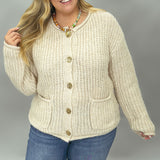 This is the Life Soft Chunky Yarn Button Cardigan, Cream