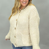 This is the Life Soft Chunky Yarn Button Cardigan, Cream