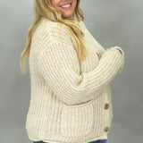 This is the Life Soft Chunky Yarn Button Cardigan, Cream