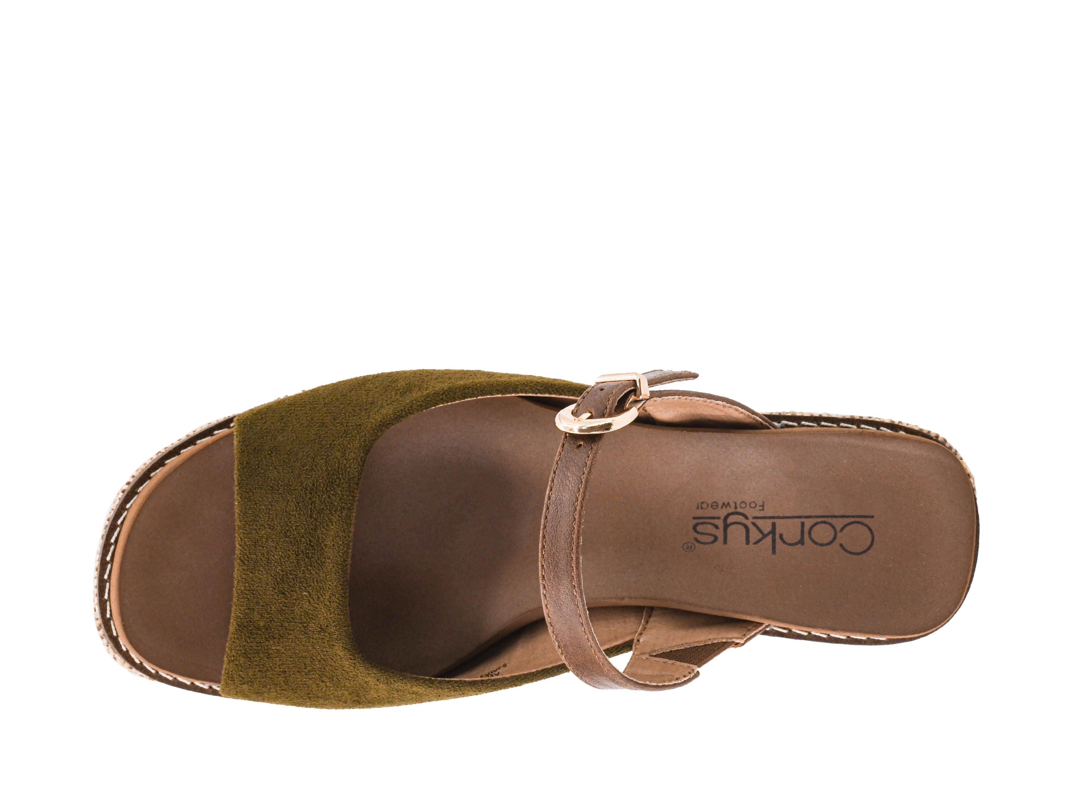 Corkys moss faux suede Treat Yourself wedge, alternate product view