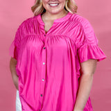 Truth Hurts Button-Up Ruffled Top